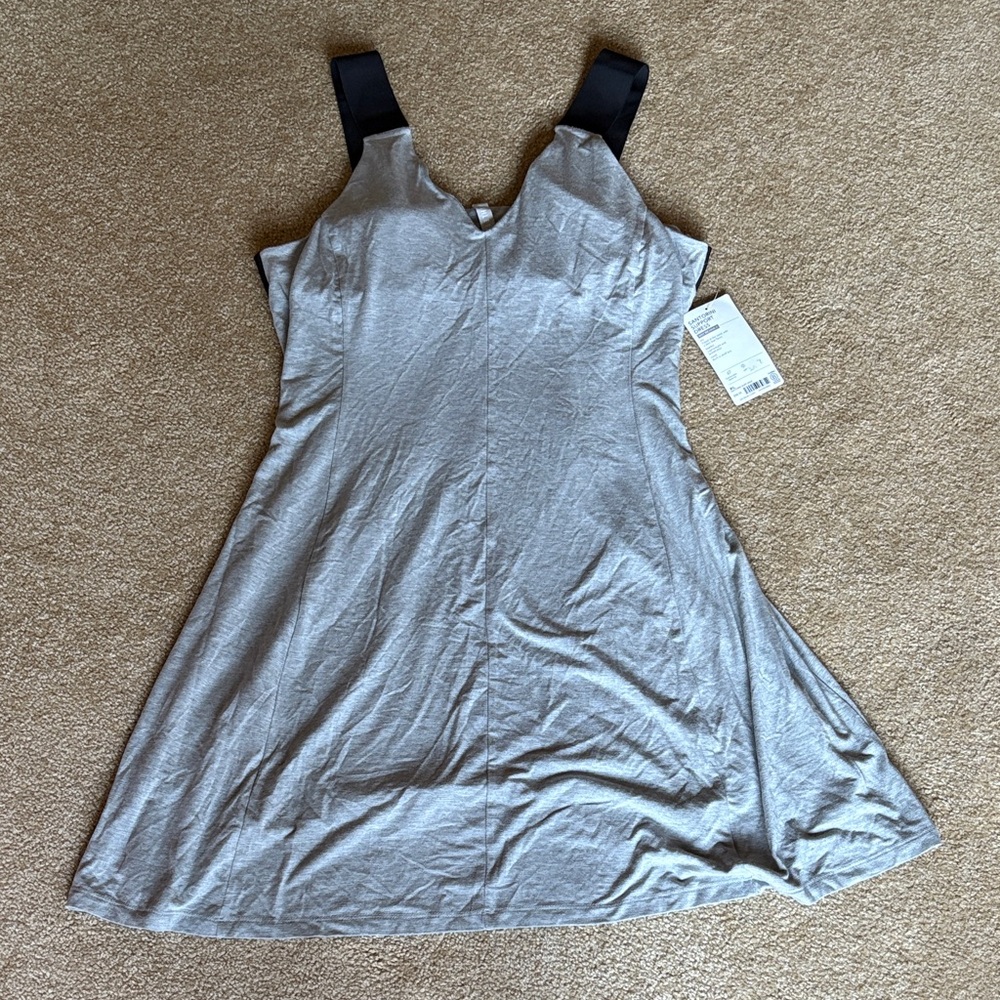 Athleta Light Gray V-Neck Dress XL Santorini support NWT